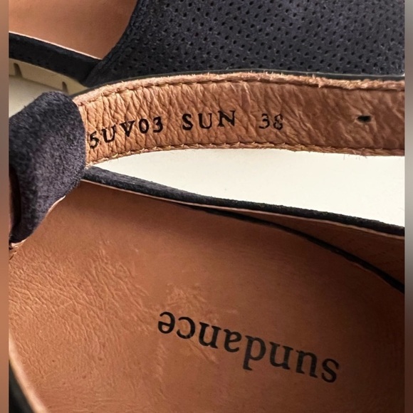 Sundance Navy Blue size 7.5-8 Leather Mary Jane Flat Footwear - Picture 7 of 8